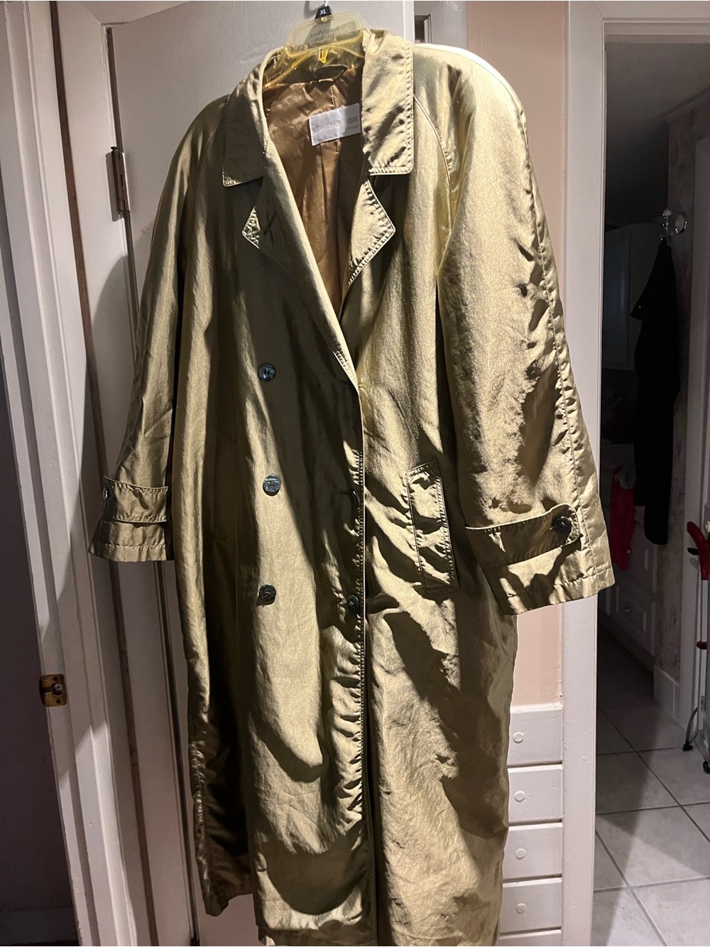 Jones New York Olive Green Long Trench Coat